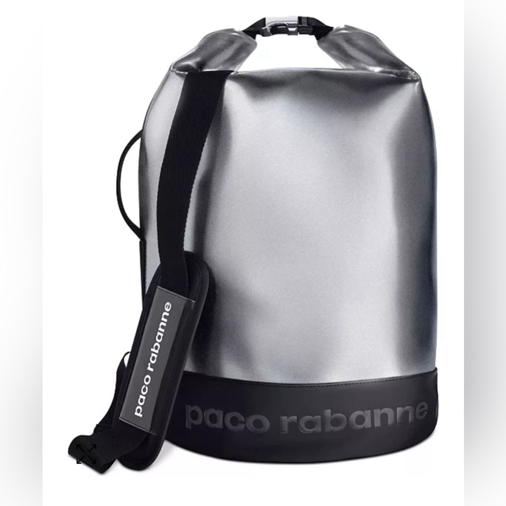 Paco Rabanne Invictus Silver & Black Duffle Weekender Dry Bag